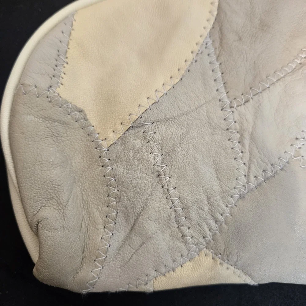 Vintage Allan Edward Patchwork  Leather and Suede Makeup Bag